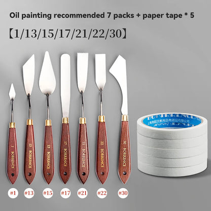 7Pcs/Set Stainless Steel Oil Painting Knives Artist Crafts Spatula Palette Knife Oil Painting Mixing Knife Scraper Art Tools
