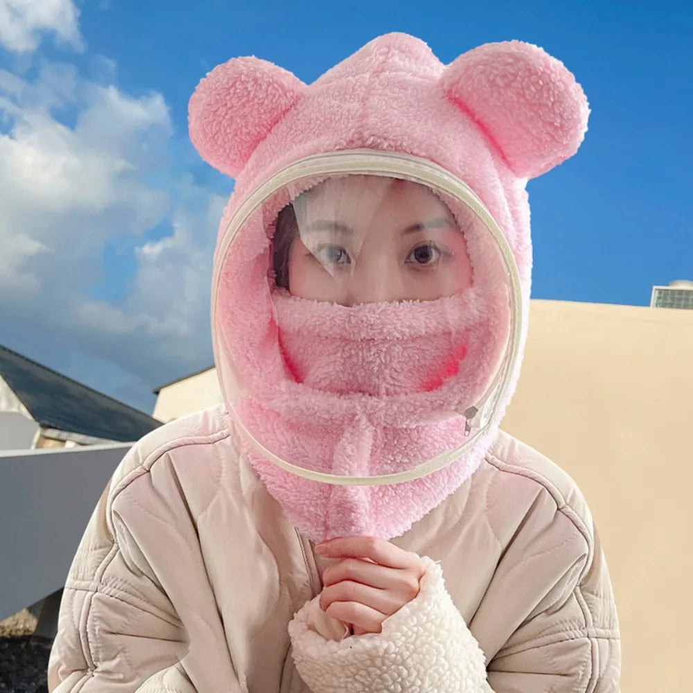 Earmuffs Thickened Riding Face Mask Windproof Warm Full Face Cover Hats Breathable Neck Protection Plush Pullover Hat Sport