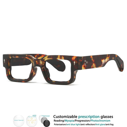 Luxury Brand Square Reading Glasses Men Women Retro Rivet Resin Optical Presbyopic Eyeglasses Custom Diopter +50~+600 #302032