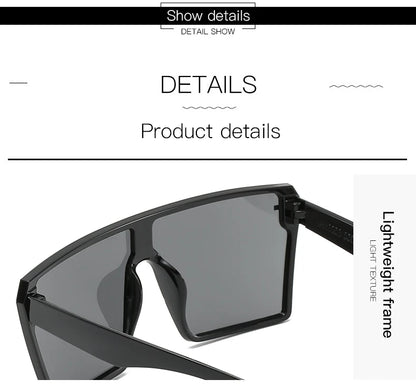 Oversized Square Sunglasses Women 2024 Luxury Brand Fashion Flat Top Red Black Clear Lens Men Fishing Shade Mirror UV400
