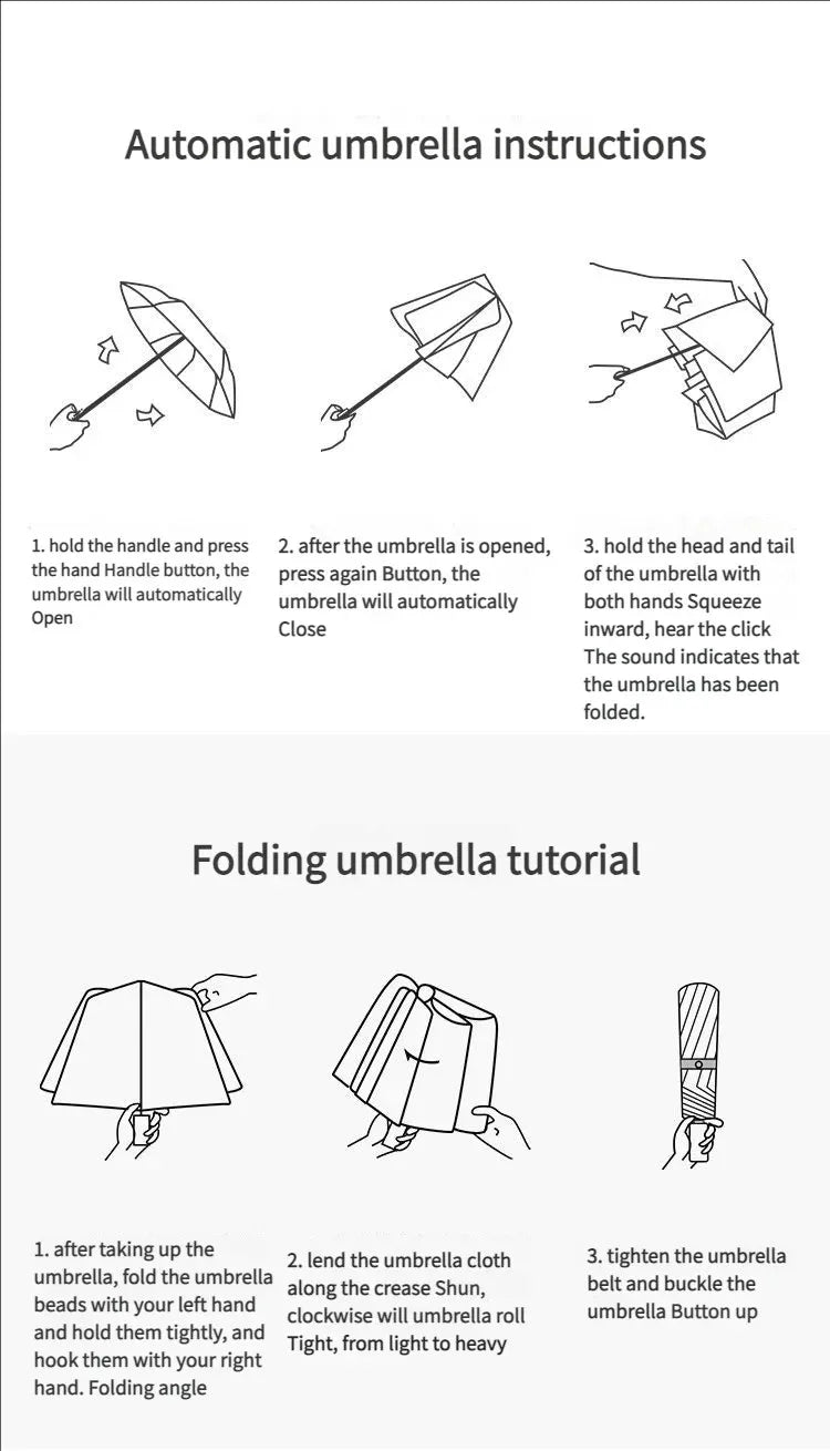 Black and white cat auto umbrella for sun and rain; cute portable sunshade with UV protection; black rubber folding sun umbrella