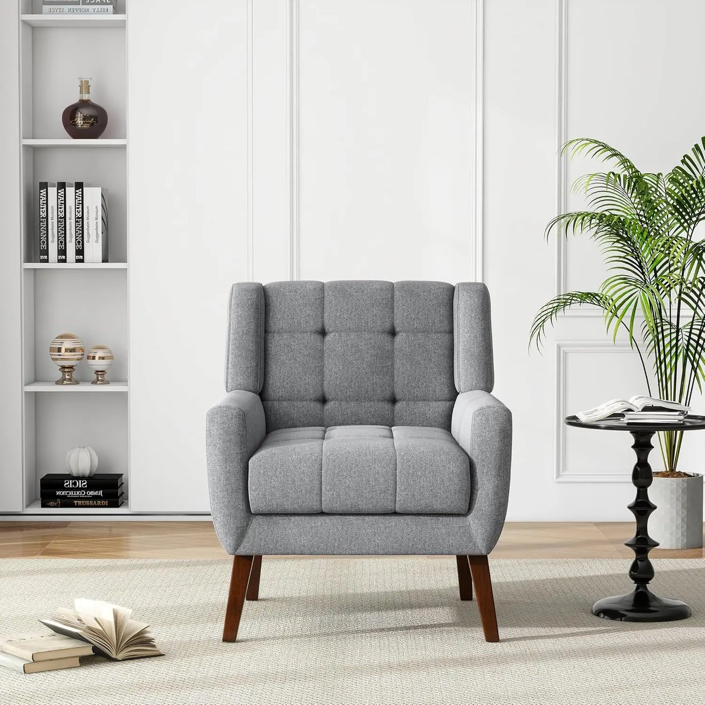 Faux Leather Accent Chair, Modern Upholstered Club Arm Chair for Living Room, Comfy Armchair Single Sofa Seat with, Customized