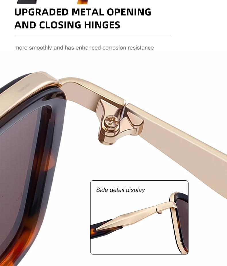 Vintage Oversized Square Polarized Sunglasses Men 2026 Luxury Steampunk Metal Frame Double Beam Driving Eyewear UV400 Shades