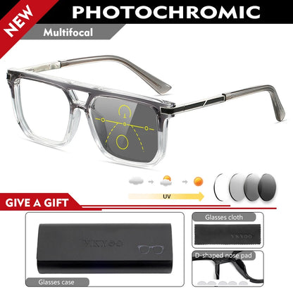 VICKI Mature Man's Double-barreled High-end TR Glasses - Customizable Prescription - Anti-blue Light Glasses Multifocal 84003