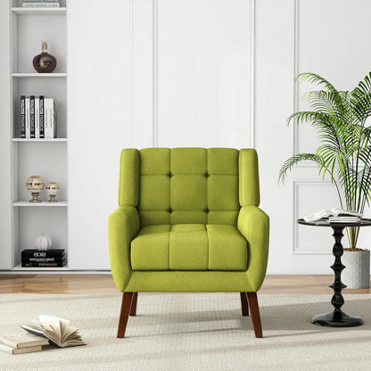 Faux Leather Accent Chair, Modern Upholstered Club Arm Chair for Living Room, Comfy Armchair Single Sofa Seat with, Customized