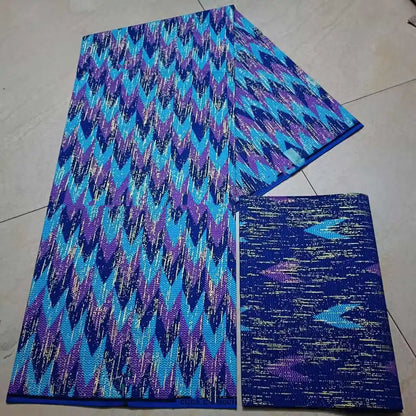 KENTE 4+2YARD 2024 Latest Design 6 Yards/lot African Fabric Gold Powder Ankara 100% Cotton Farbic For Sewing Wax Print Fabric