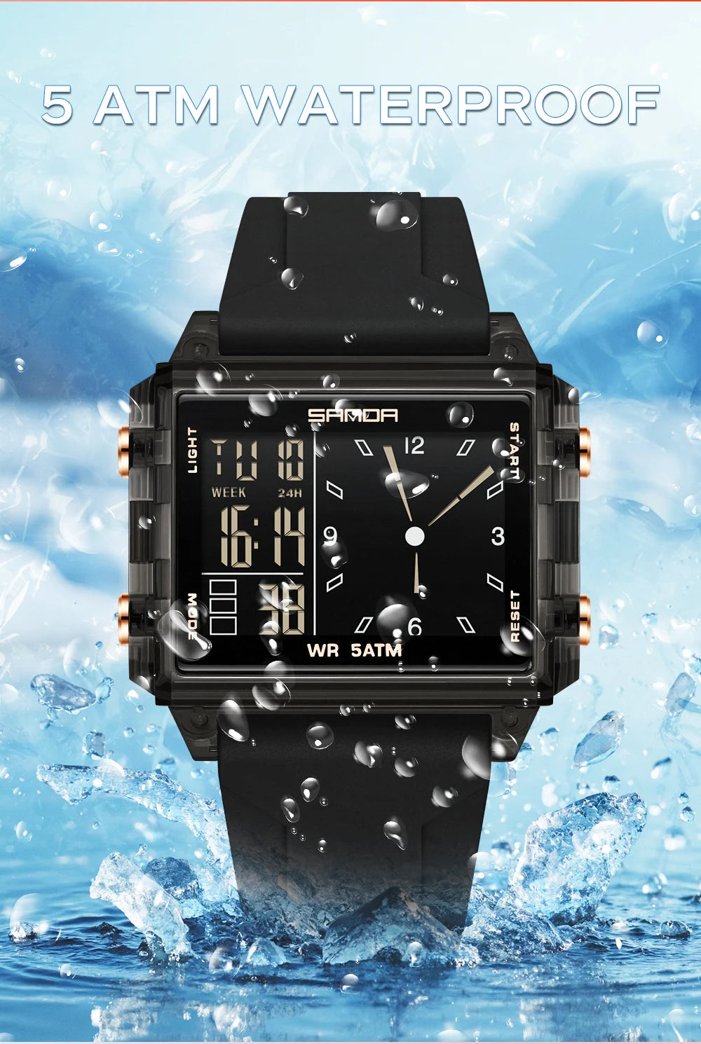 SANDA 6273 Fashion Electronic Watches for Man Luminous Calendar Waterproof Clock Outdoor Sports Casual Ladies Digital Wristwatch