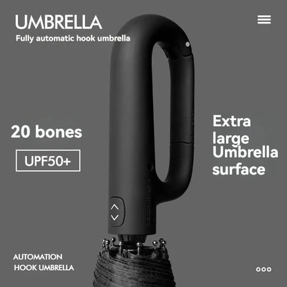 20 Rib Ring Buckle Automatic Folding Umbrella Extra Large Double UPF50+ Sunshade for Men Women