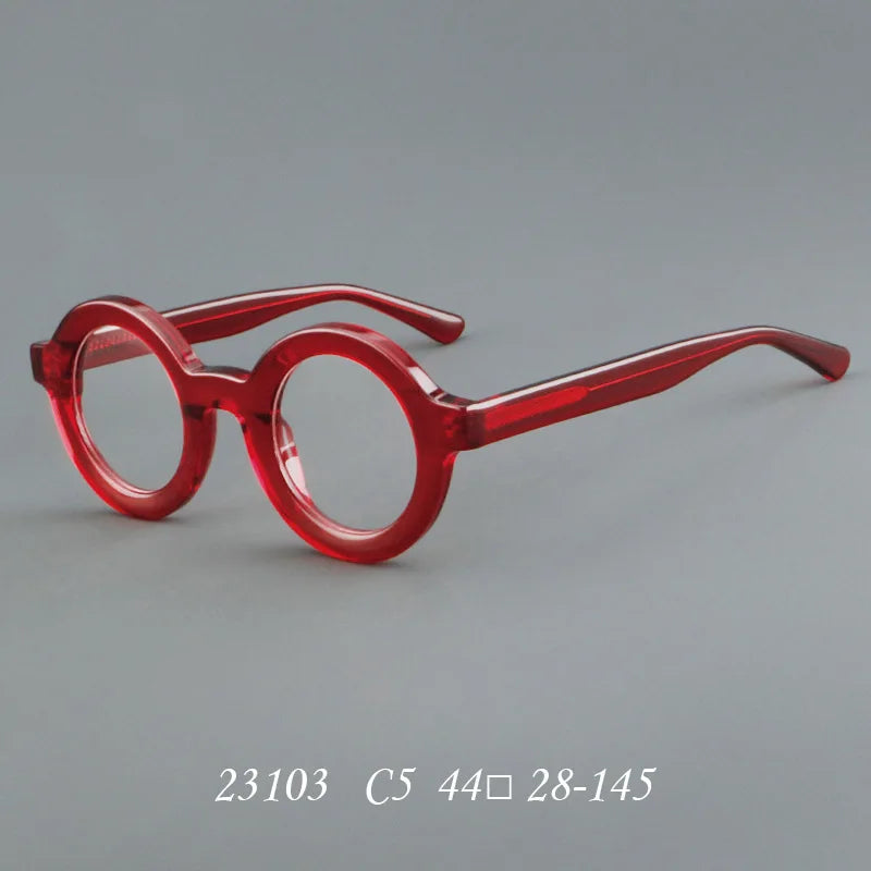 Vintage Round Glasses Frame Luxury New Fashion Trend Solid Thick Acetate Frame High-end Fake Glasses Women Men Original Quality