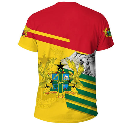 African Ghana T-shirt Fashion 3D Printed Coat Of Arms T Shirts For Men Casual Round Neck Tees Summer Sports Tops Short Sleeves