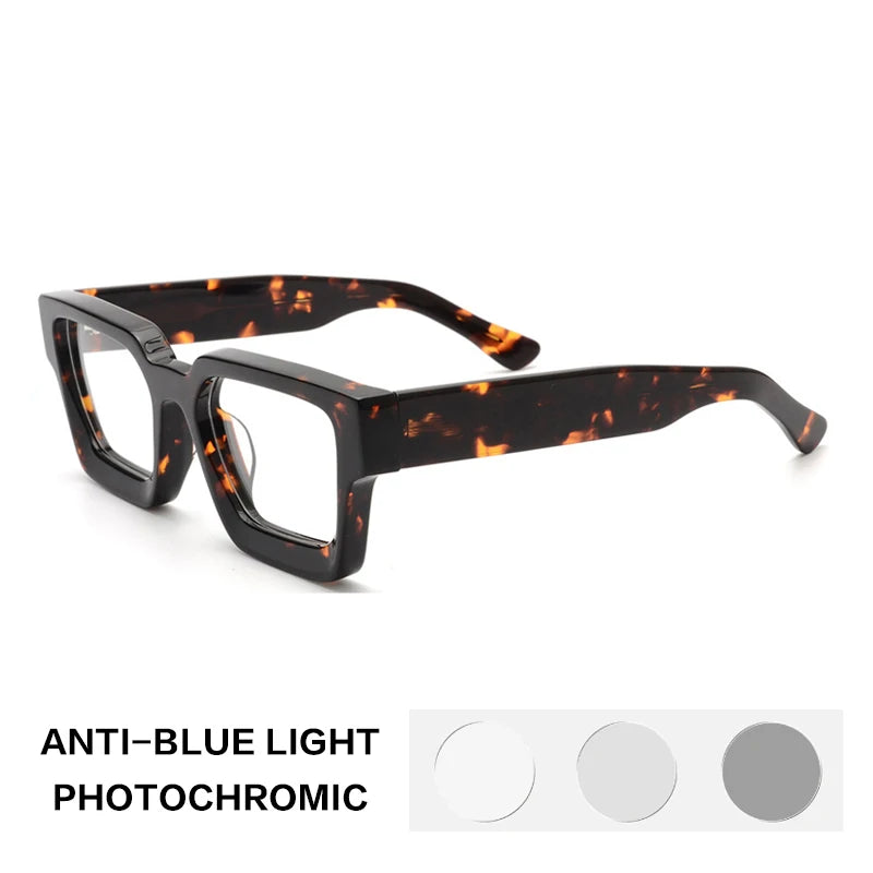 Gatenac Acetate Reading Glasses Handmade Photochromic Anti Blue Light Prescription Glasses Frame Men Progressive Myopia Eyewear