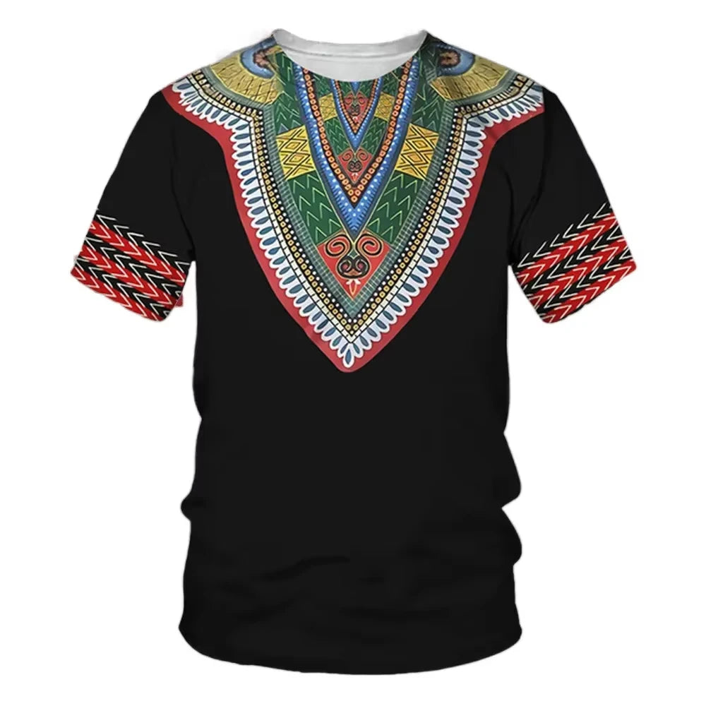Summer New Men's African Ethnic Style Pattern 3D Print T-shirt Short Sleeve Tees Casual Harajuku Sports Oversized Unisex Tops