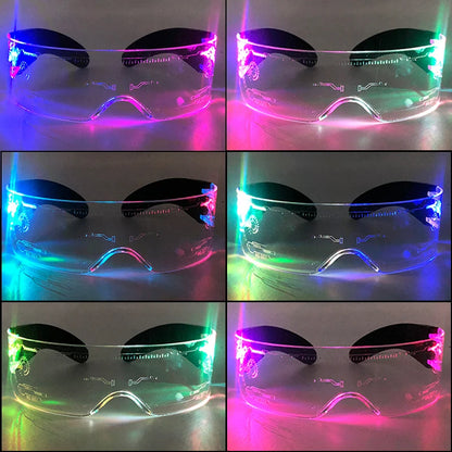 Acrylic LED Luminous Glasses Glow Party Glasses Neon Light Up Visor Eyeglasses DJ Bar Party Eyewear For Halloween Christmas