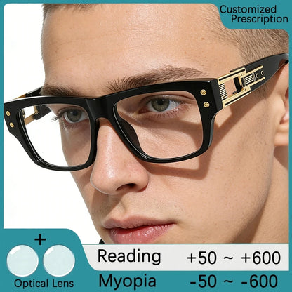 Retro Square Big Size Anti Blue Light Reading Glasses Men Prescription Optical Lenses Eyewear Brand Design Eyeglass Frame