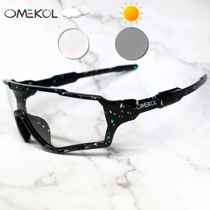 OMEKOL Brand New Photochromic Cycling Glasses Men Women Outdoor Sports Sun Glasses Bike Bicycle Eyewear MTB Baseball Sunglasses