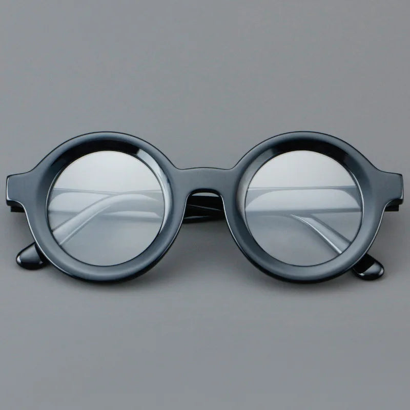 Vintage Round Glasses Frame Luxury New Fashion Trend Solid Thick Acetate Frame High-end Fake Glasses Women Men Original Quality