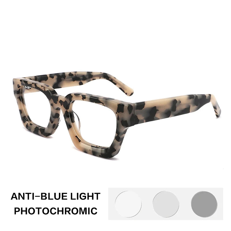 Gatenac Acetate Reading Glasses Handmade Photochromic Anti Blue Light Prescription Glasses Frame Men Progressive Myopia Eyewear