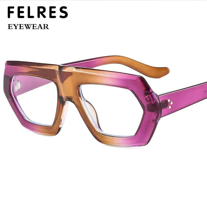 Womens Thick Frame Reading Glasses 2024 Anti Blue Light Fashion Designer Transparent Eyewear Finished Hyperopia Eyeglasses Hot