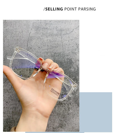 Square Transparent Men's Reading Glasses Vintage Frames Computer Blue Light Blocking TR90 Male Presbyopic Eyeglasses Leesbril +2