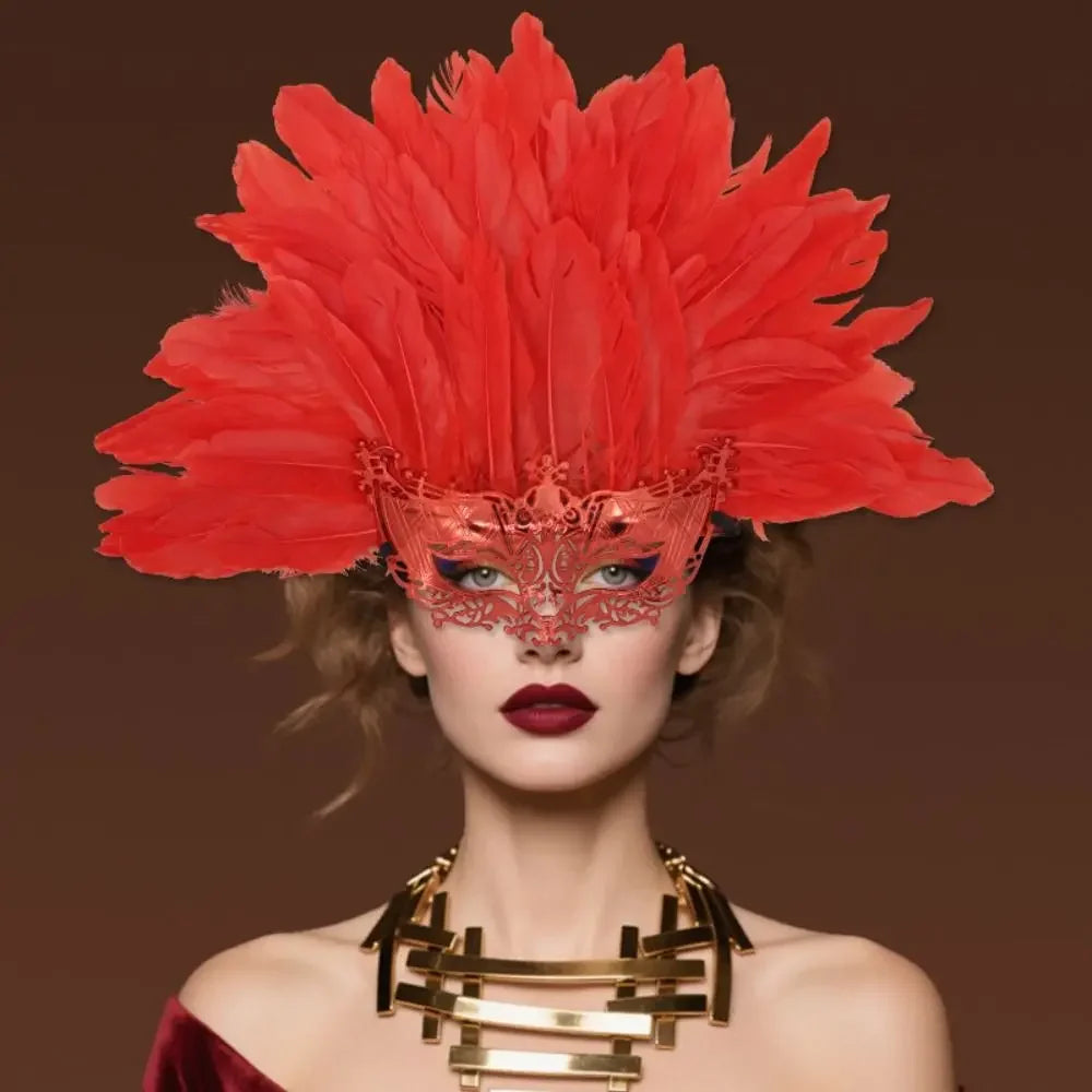 Novelty Feather Masquerade Mask Fashion Lightweight Halloween Mask Funny Personality Cosplay Mask Stage Performance