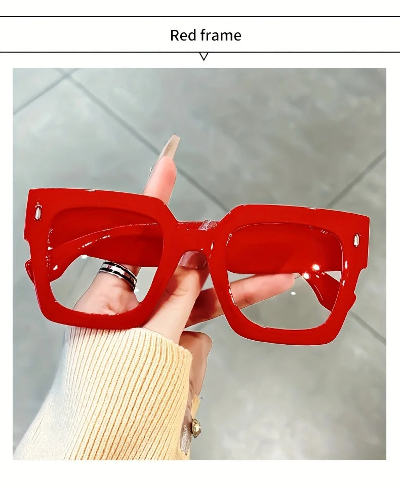 New style New style Vintage Glasses Square Full Rim Spectacles Unisex, Anti-Reflective Coating, Fashionable Transparent Lenses