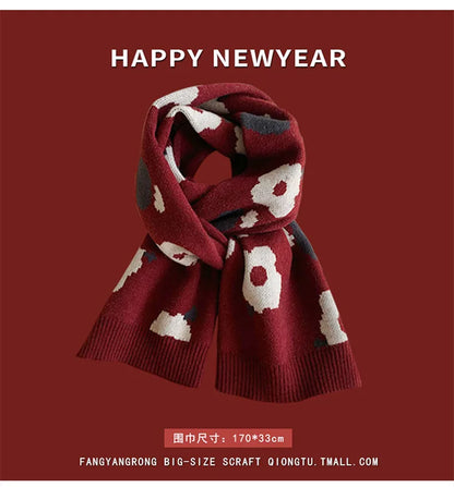 Ankela Red Scarf, Red Christmas Scarf, Winter Hot, 2024 New Style, Imitation Cashmere, Winter Warmth
