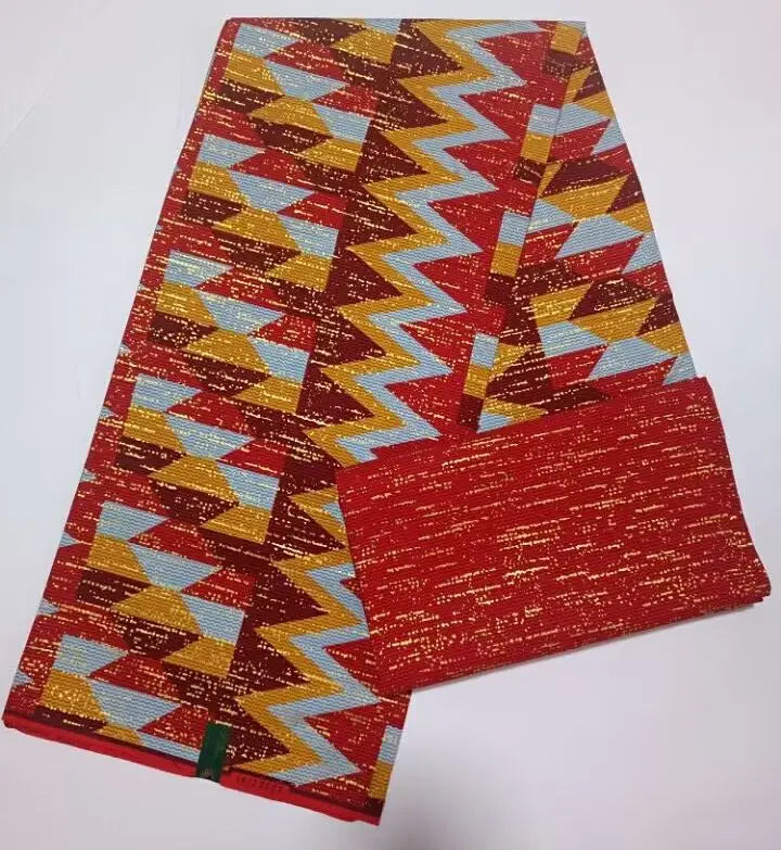 KENTE 4+2YARD 2024 Latest Design 6 Yards/lot African Fabric Gold Powder Ankara 100% Cotton Farbic For Sewing Wax Print Fabric