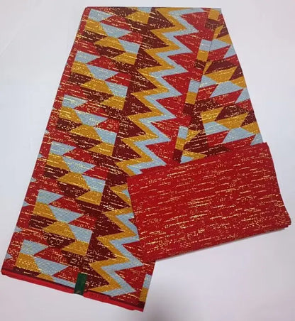 KENTE 4+2YARD 2024 Latest Design 6 Yards/lot African Fabric Gold Powder Ankara 100% Cotton Farbic For Sewing Wax Print Fabric