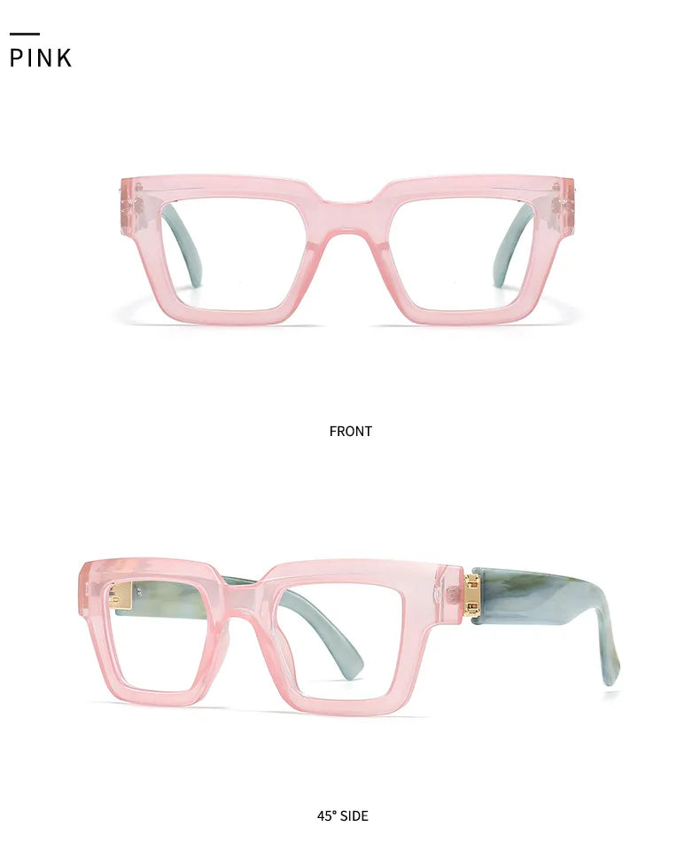 New Green Oversized Square Reading Glasses Men Women Personality Optical Eyeglasses Anti Blue Light Computer Presbyopic Glasses
