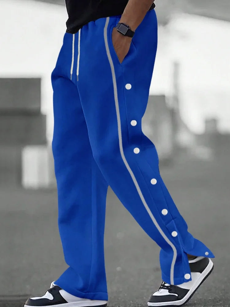 Spring and Autumn New Jacquard Long Pants Single breasted Patchwork Loose Large Casual Pants Versatile Sanitary Pants