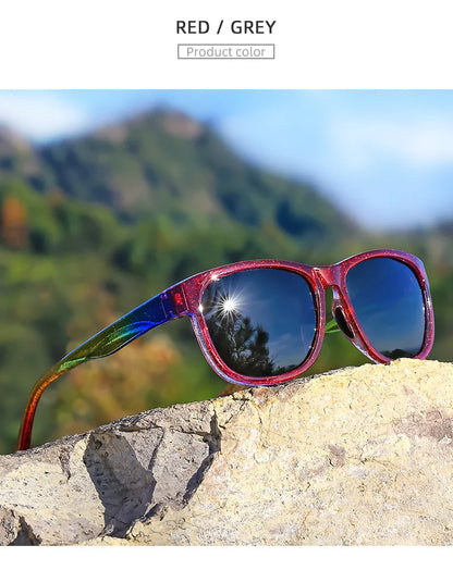 New style Unisex Polarized Square Fashion Sunglasses - Lightweight Purple Glitter Frame, TAC Lenses for Outdoor Sports & Fashion