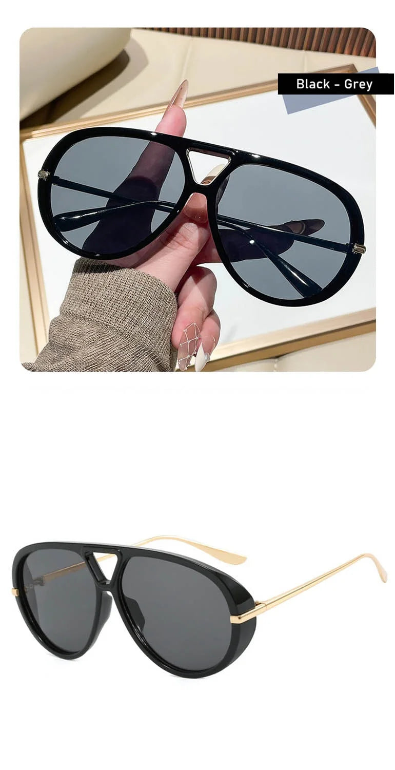 QVQV Oversized Trendy Leopard Green Sunglasses Women Summer Fashion Thick Frame Pilot Sun Glasses Luxury Brand Outdoor Shades