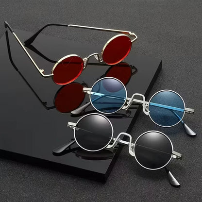 3-piece Fashion Retro Round Frame Trendy Sunglasses Unisex Suitable for Beach, Outdoor Street, Photography