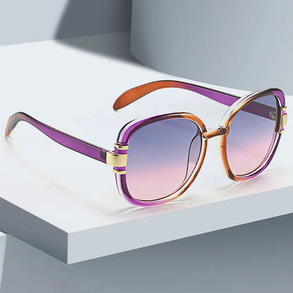 New In 2025 Sunglasses for Women Modern Fashion Purple Orange Gradient Decorative Glasses Transparent Plastic Frame Metal
