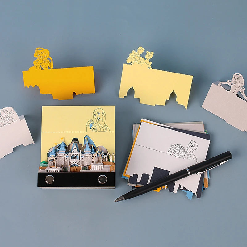 Time Piece Calendar 2026 Desk Calendar With LED Light 3D Tear-away Calendar Paper Carving Art Memo Pad Notepad Gift Christmas