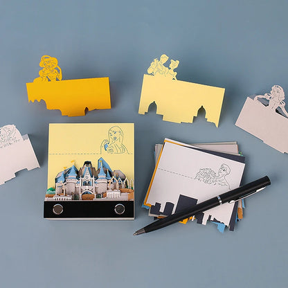 Time Piece Calendar 2026 Desk Calendar With LED Light 3D Tear-away Calendar Paper Carving Art Memo Pad Notepad Gift Christmas