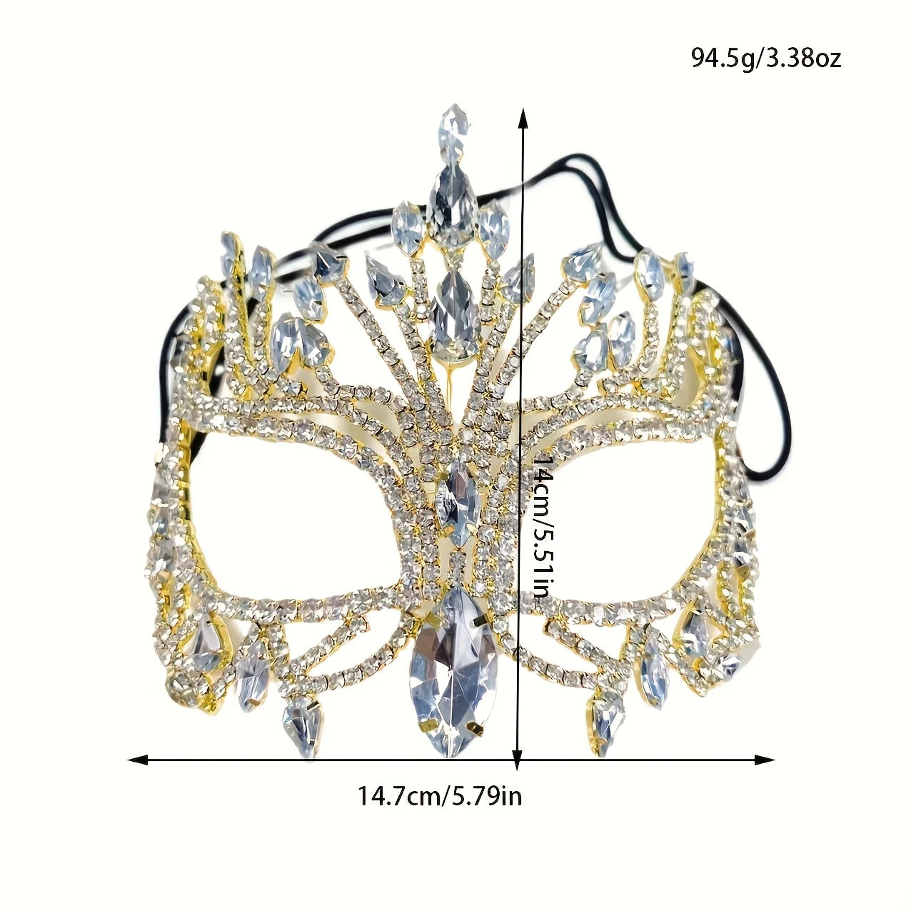 Fashionable shiny geometric rhinestone mask for women, exaggerated hollow mask for dance party accessories, women's accessories
