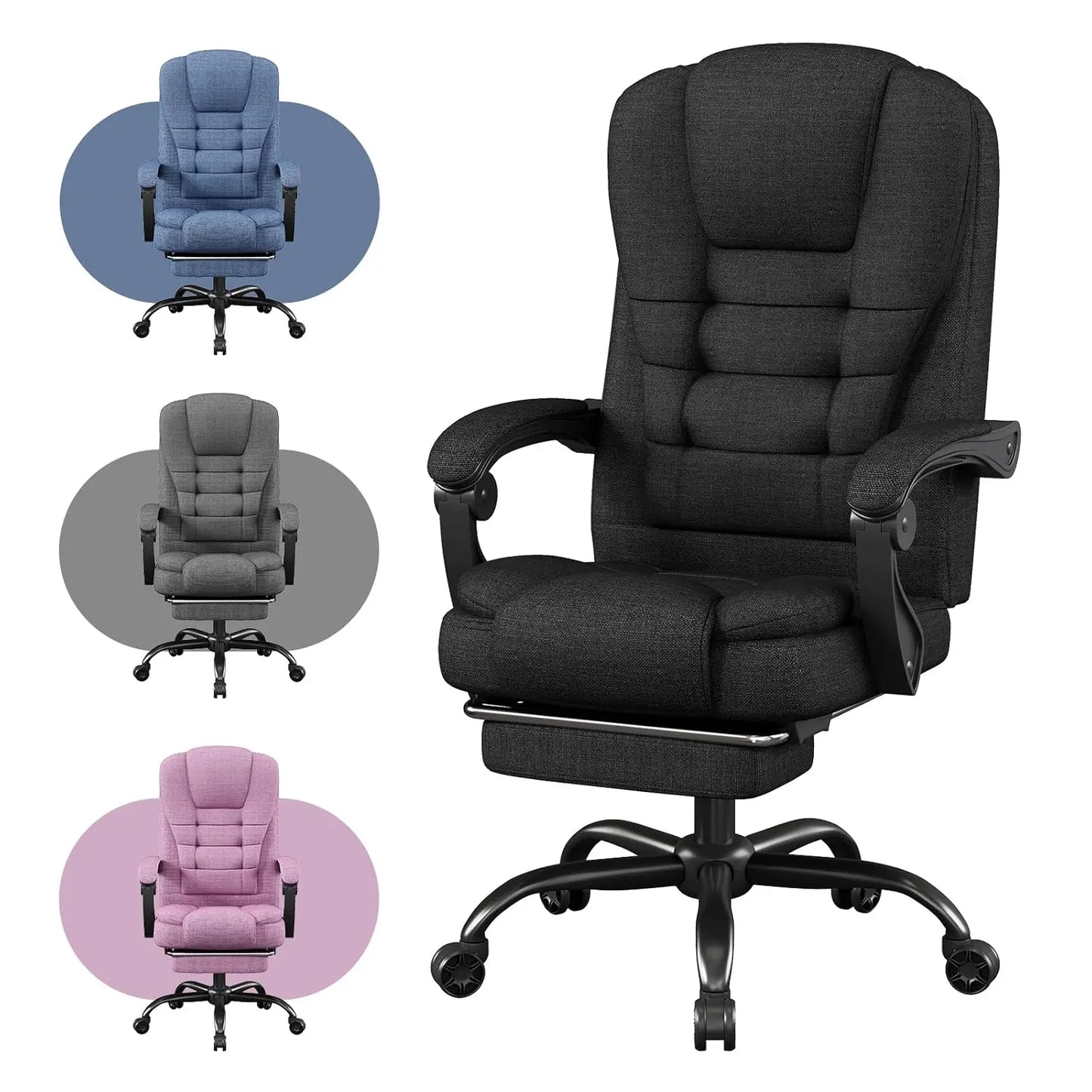 Office Chair, Big and Tall Fabric Gaming Chair with Footrest, Executive Comfortable Computer Desk Chairs, 360°, Customized