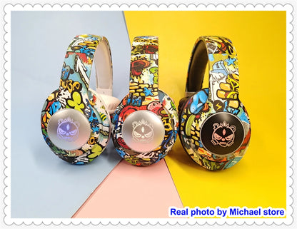 Wireless Headset Flash Light Kids Ear Headphones with Mic Bluetooth Headsets Stereo Music Game Headphone Girls Boys Gift