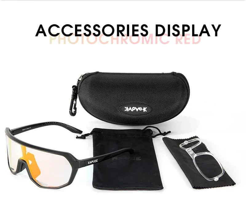 KAPVOE Photochromic Cycling Glasses Sports Sunglasses for Men Women UV400 Protection Bicycle MTB Mountain Bike Sunglasses