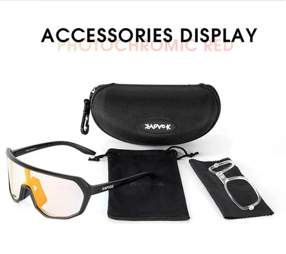 KAPVOE Photochromic Cycling Glasses Sports Sunglasses for Men Women UV400 Protection Bicycle MTB Mountain Bike Sunglasses