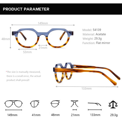 54139 Retro Acetate Optical Glasses Frames Men Women Two Color Splicing Fashion Eyeglasses