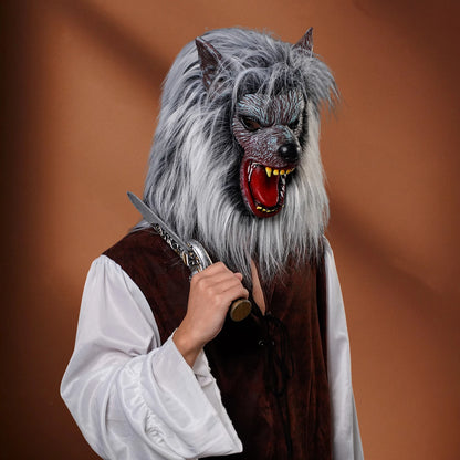 1pc Wolf Head Mask - Latex material Suitable for role-playing Stage performance, holiday party and Halloween costume trick props