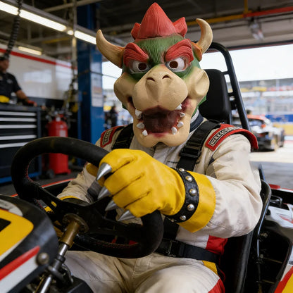 Bowser Cosplay Mask and Glove Costume, Cute Dinosaur Claw Pad Latex Gloves, Anime Halloween Party Role-Play Mask