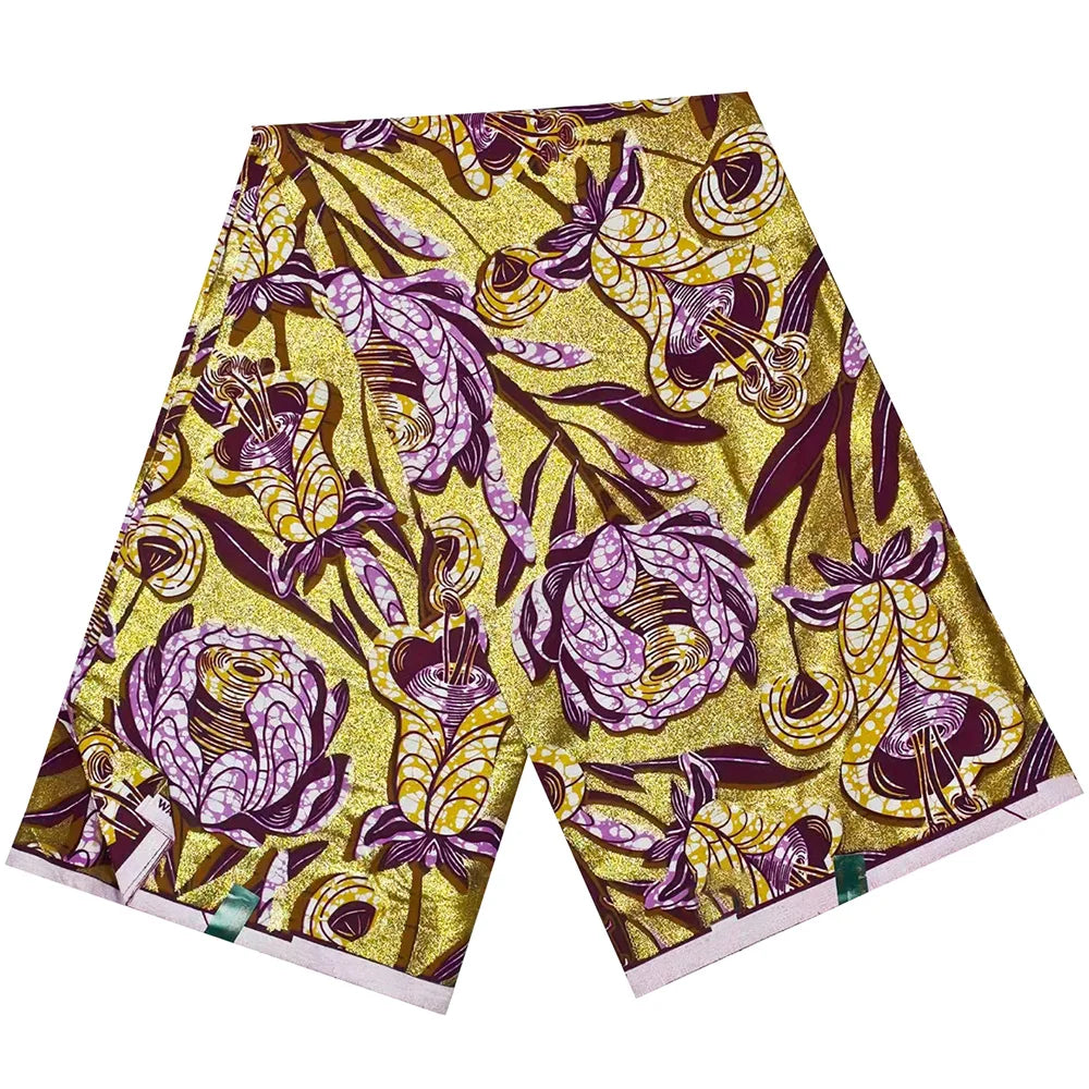 African Wax Prints Fabric Golden Wax Fabric High Quality Ankara Fabric for Party Dress New Grand Super 100% Cotton Y15, 6Yards