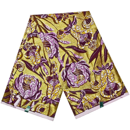 African Wax Prints Fabric Golden Wax Fabric High Quality Ankara Fabric for Party Dress New Grand Super 100% Cotton Y15, 6Yards