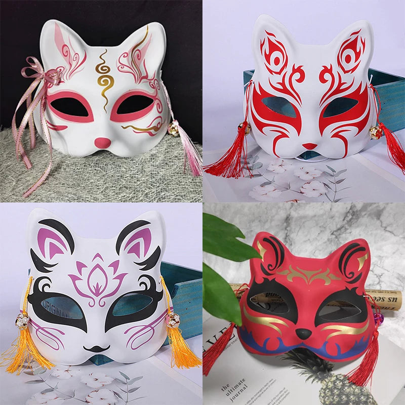 New Fox Mask Role Playing Carnival Handdrawn Anime Devil Half Face Cat Mask Festival Party Role Playing Prop Mask