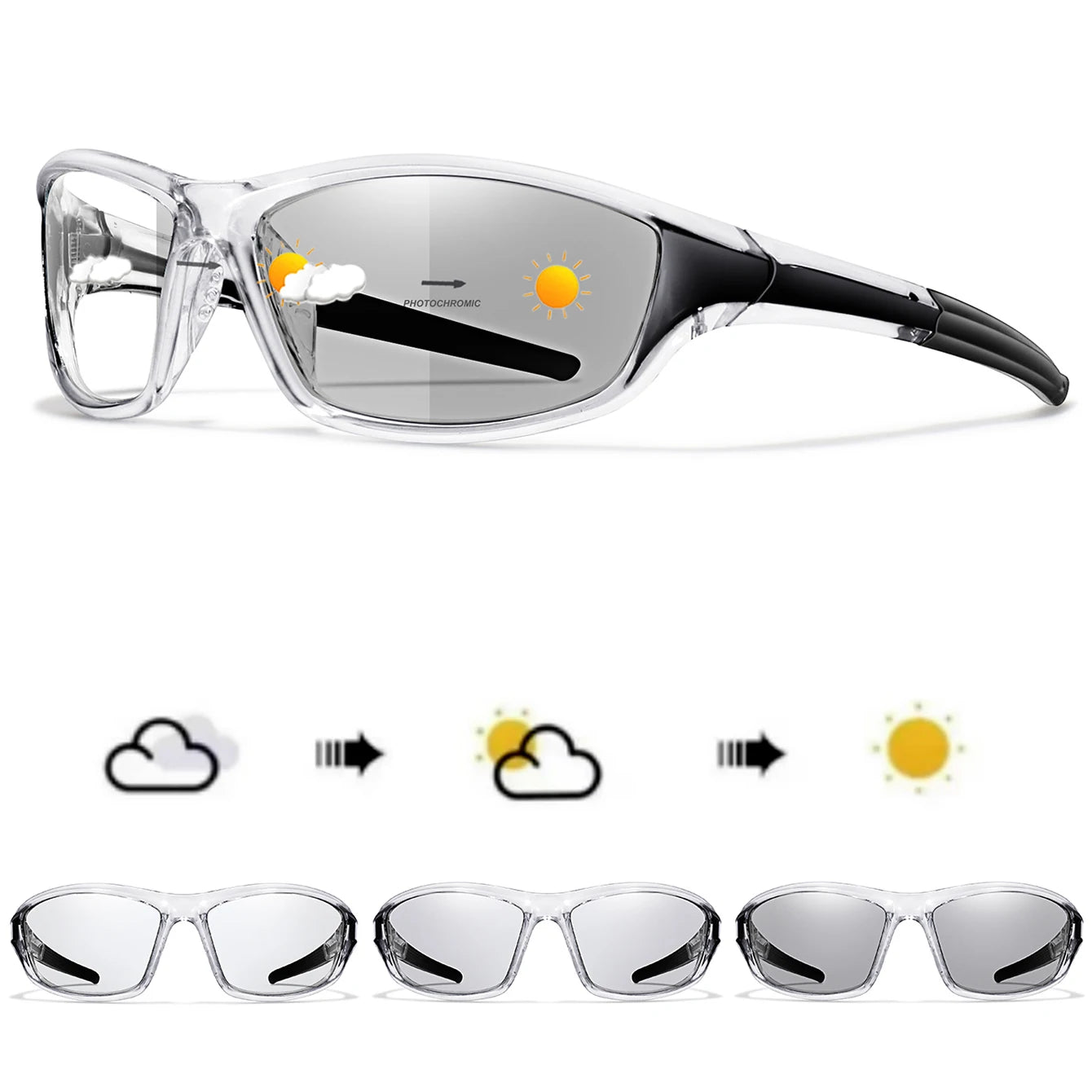 New Style Photochromic Cycling Eyewear Men Women MTB Bike Running Fishing Glasses Comfortable Brand Bicycle Goggles UV400