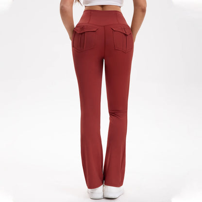 Women's High Waisted Flared Yoga Pants with Pockets Tummy Control Bootcut Leggings for Gym Fitness Casual Wear