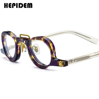 FONEX HEPIDEM Acetate Eyeglasses Frame Men 2025 New Small Round Brand Design Glasses Women Retro Vintage Eyewear Spectacles 9341